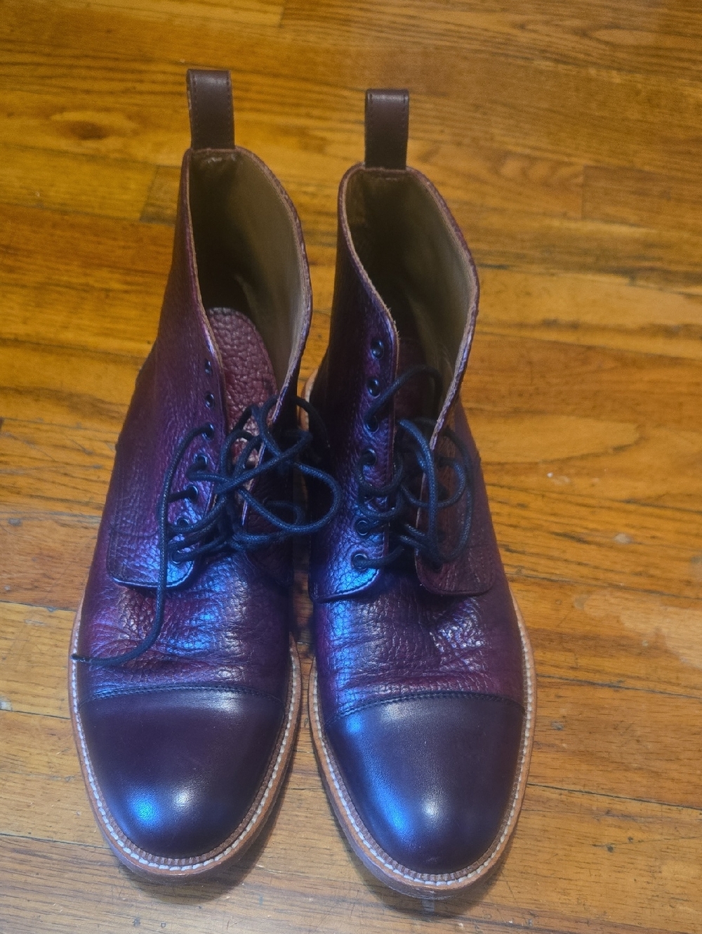 TAFT Rome Boot Pebbled Leather Oxblood Made In Spain Size 41 EU/ 8 US Mens